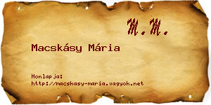 Macskásy Mária névjegykártya